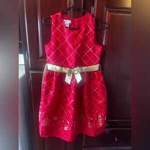 Bonnie Jean Red Dress with Gold Bow